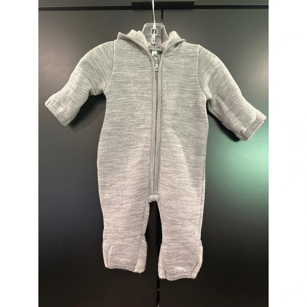 Huttelihut Wool Fleece Pram Suit Hooded Bunting Grey NEW 0-3m 480997